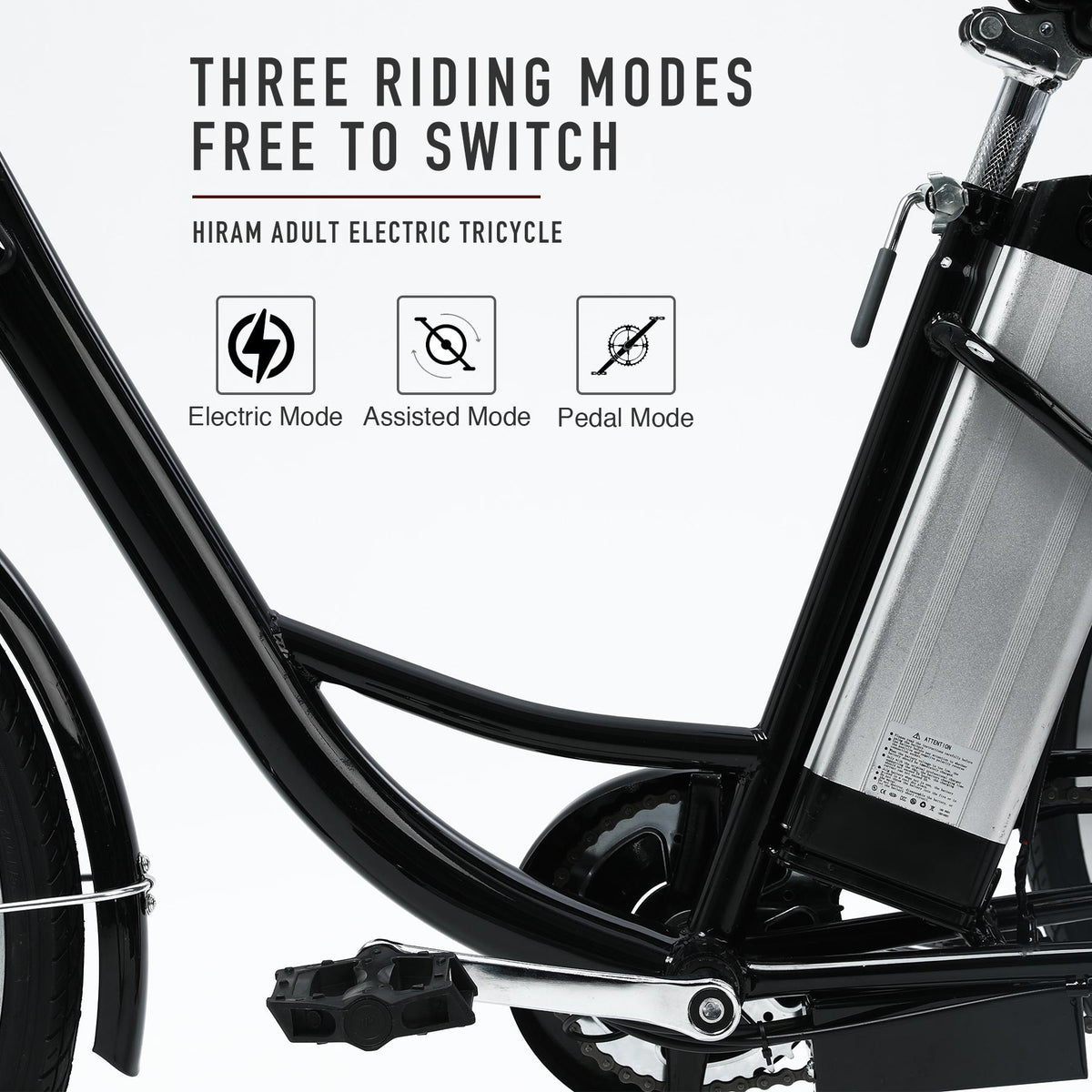 VIRIBUS 24 Inch Electric Trike Bike for Adults 250w 36V 3 Wheel Electric Bicycle for Women Men, Black