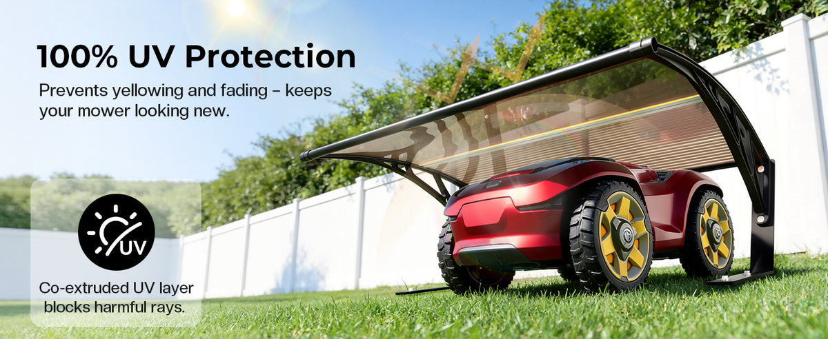 40" Dx32 W Robot Mower Garage, Polycarbonate Panel Awning for Lawn Mower Rain Shelter, Outdoor Storage, Small Shed for Lawn Mower, Robot Mower Carport, Lawn Mower Shelter (Smoky Gray)