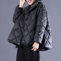 babakud solid rhombus sewing single breasted drawstring coat