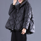 babakud solid rhombus sewing single breasted drawstring coat