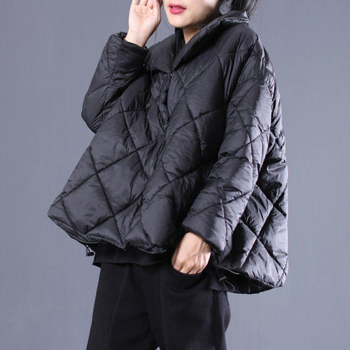 babakud solid rhombus sewing single breasted drawstring coat