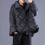babakud solid rhombus sewing single breasted drawstring coat