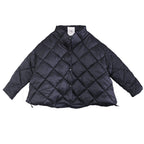 babakud solid rhombus sewing single breasted drawstring coat