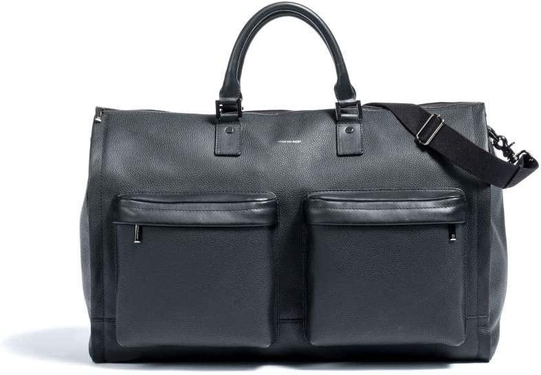 Hook &amp; Albert Men's Top Grain Gen 2 Garment Weekender Bag with Shoulder Strap Carry-On Collection (Black)