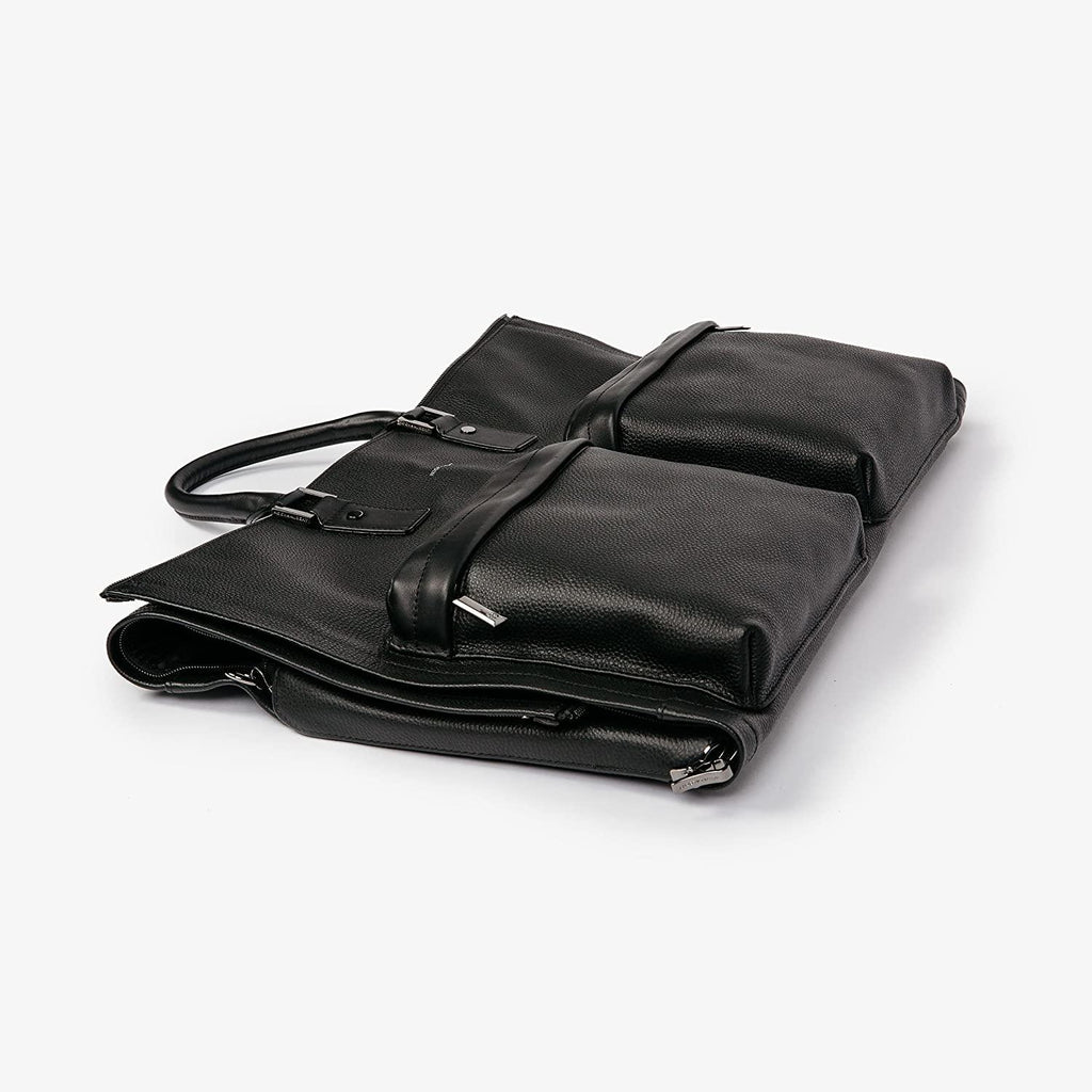 Hook &amp; Albert Men's Top Grain Gen 2 Garment Weekender Bag with Shoulder Strap Carry-On Collection (Black)