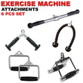 Fitness Maniac Home Gym Cable Attachment Handle Machine Strength Exercise Chrome PressDown Revolving Double D Row 6-Piece Bundle Set