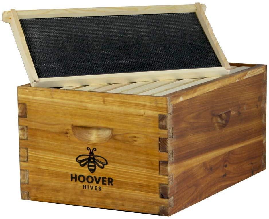 hoover hives 8 frame beehive kit - dipped in 100% beeswax includes wooden frames &amp; waxed foundations (2 deep boxes, 1 medium box)