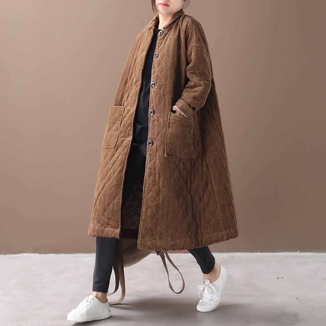 babakud winter loose casual corduroy outwear coat