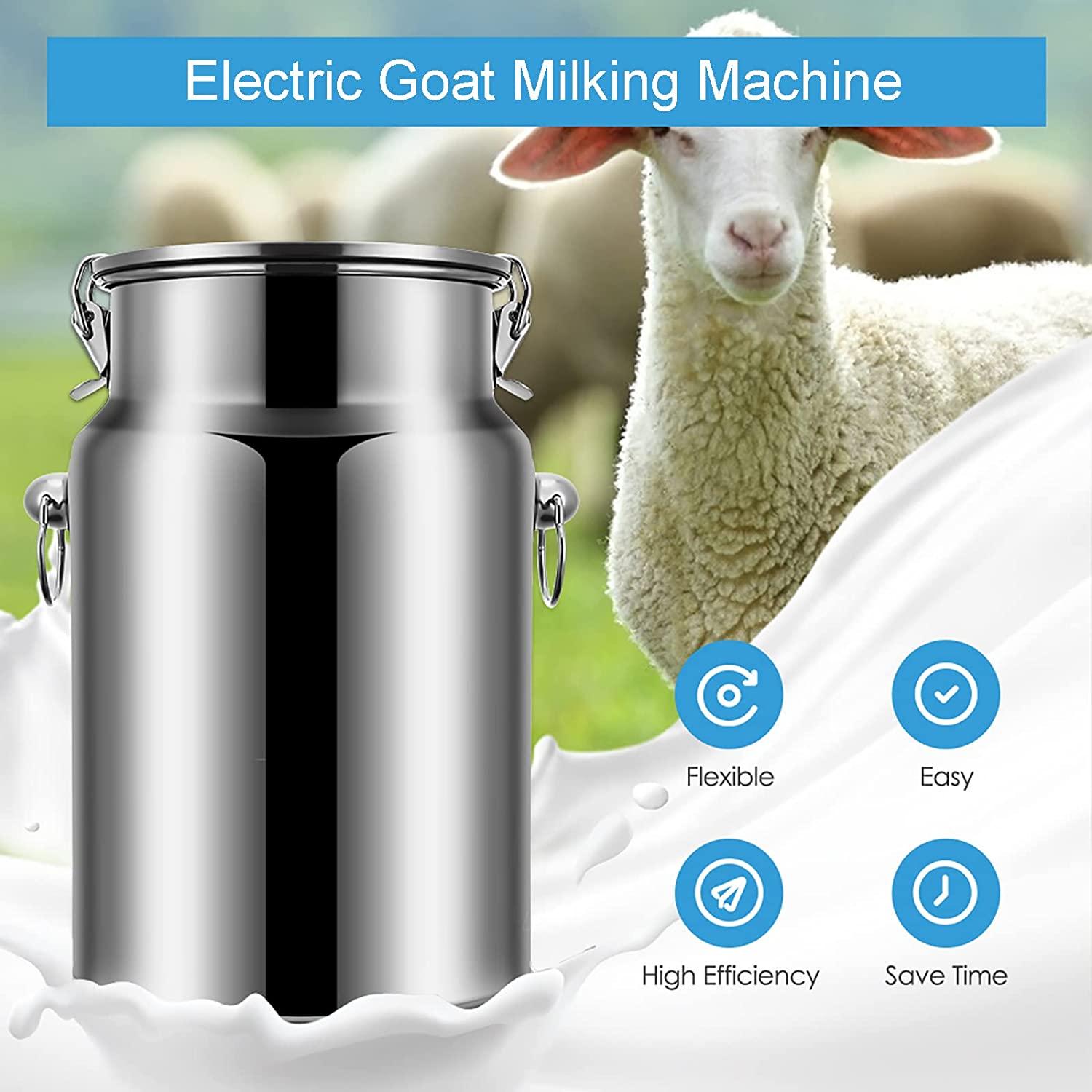 hxglpsng milking machine kit for sheep, automatic portable livestock milking equipment, portable electric milker milking machine, adjustable vacuum pump food silicone grade hose, 14l