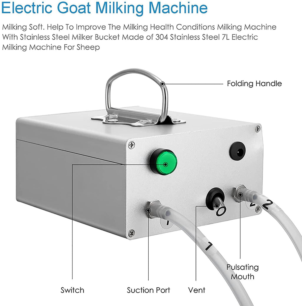 huidazhou automatic portable livestock milking equipment, portable electric milker milking machine, milking machine kit for sheep, adjustable vacuum pump food silicone grade hose, 14l