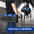 16-inch Wide Mouth Tool Bag with Water Proof Molded Base | Multi-Pocket, Heavy Duty Cloth, Adjustable Shoulder Strap, Double-pull Zipper, For Workshops, Outdoor Projects