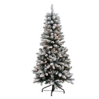 Abble Prelit Lighted Flocked White/Clear Spruce Artificial Christmas Tree 84", Green