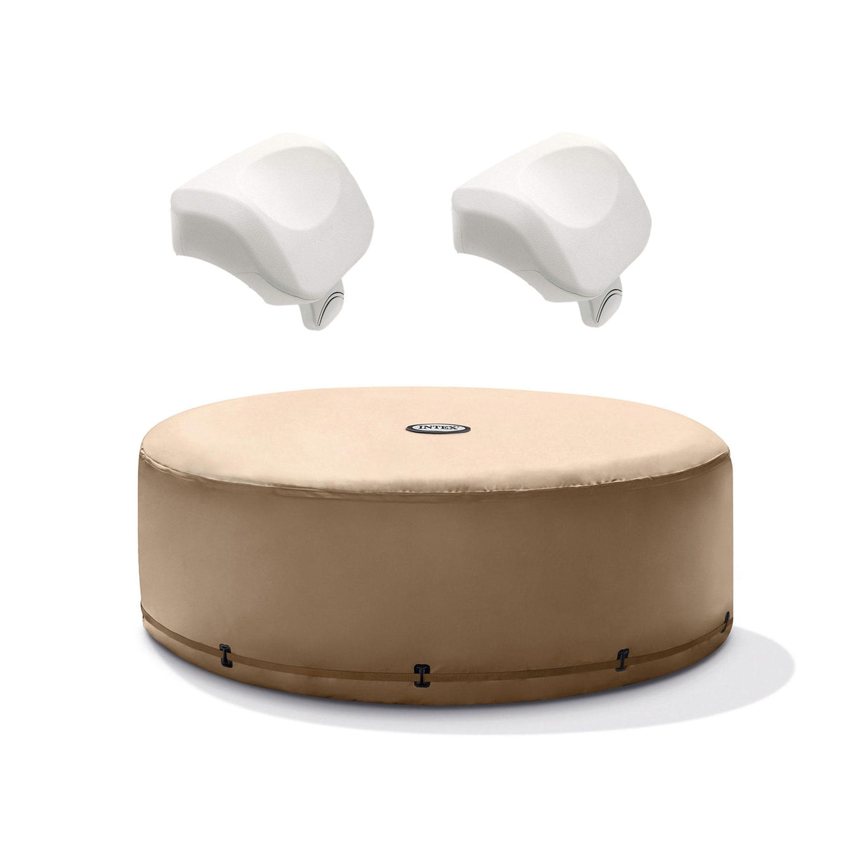 PureSpa Energy Efficient 6.5-Feet Outdoor Hot Tub Cover for 4-Person Round  Spas and Cushioned Soft Foam Headrest