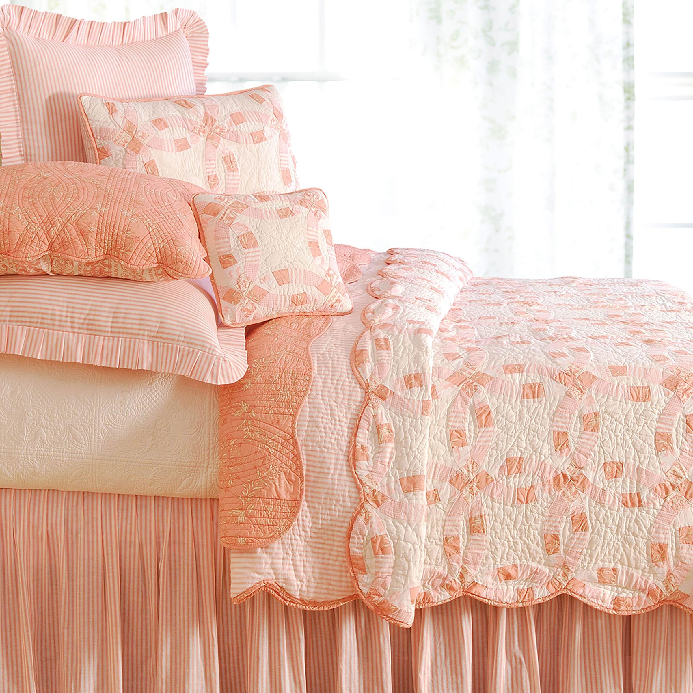C&amp;F Home Colonial Williamsburg Wedding Ring Rose Twin Quilt Cotton Lightweight Machine Washable Reversible Bedspread Coverlet
