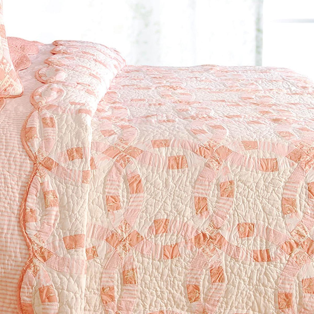 C&amp;F Home Colonial Williamsburg Wedding Ring Rose Twin Quilt Cotton Lightweight Machine Washable Reversible Bedspread Coverlet