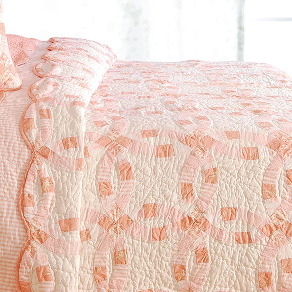 C&amp;F Home Colonial Williamsburg Wedding Ring Rose Twin Quilt Cotton Lightweight Machine Washable Reversible Bedspread Coverlet