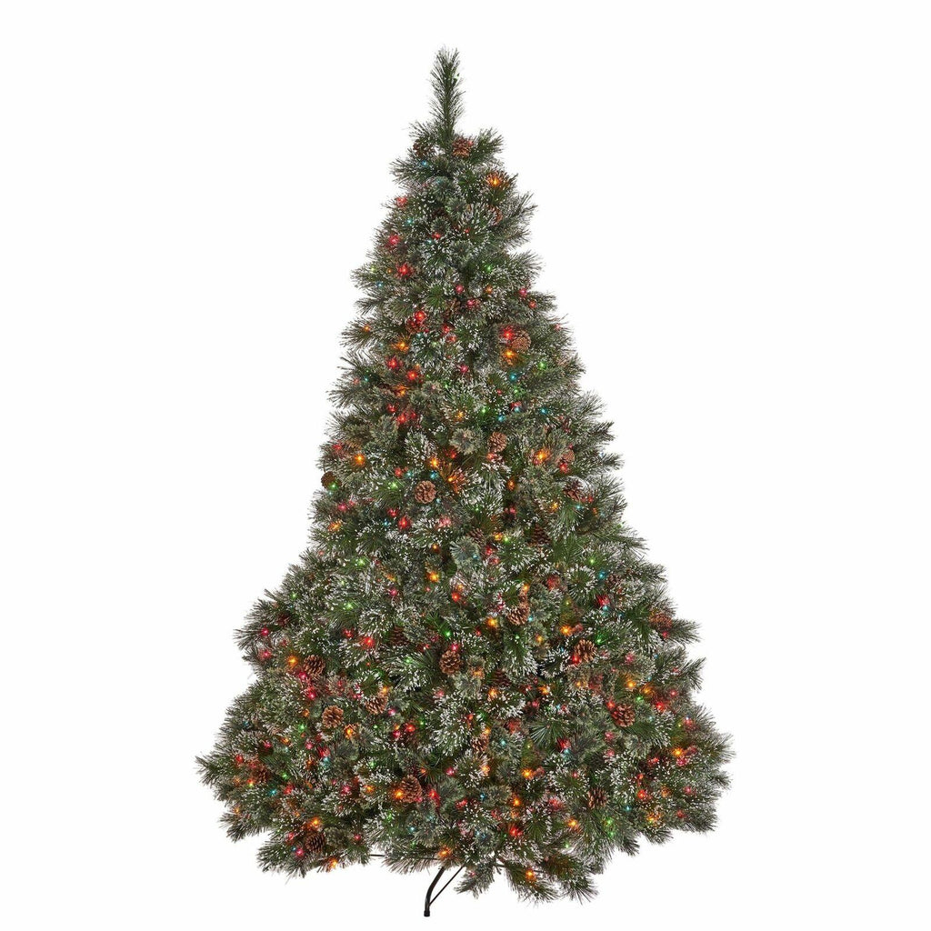 7-foot Cashmere Pine and Mixed Needles Hinged Artificial Christmas Tree with Sno
