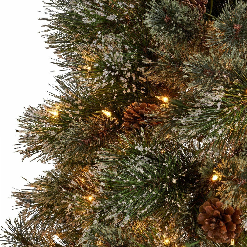 7-foot Cashmere Pine and Mixed Needles Hinged Artificial Christmas Tree with Sno