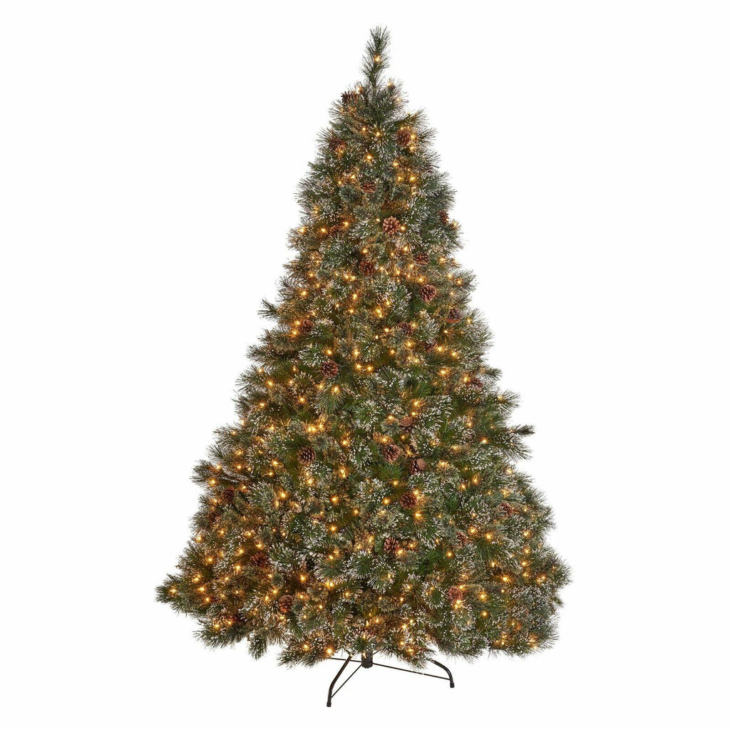 7-foot Cashmere Pine and Mixed Needles Hinged Artificial Christmas Tree with Sno