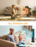 BREZEWELL Space Heater - 1500W Tower Fan &amp; Portable Heater with Timer and Remote FH500 Indoor Use 24''