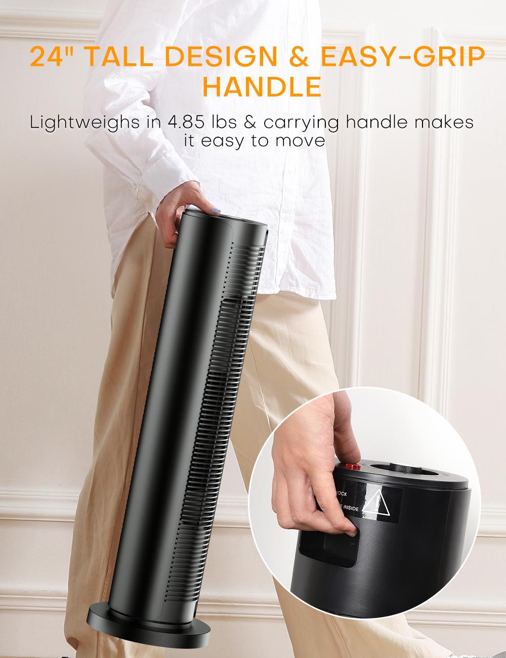 BREZEWELL Space Heater - 1500W Tower Fan &amp; Portable Heater with Timer and Remote FH500 Indoor Use 24''