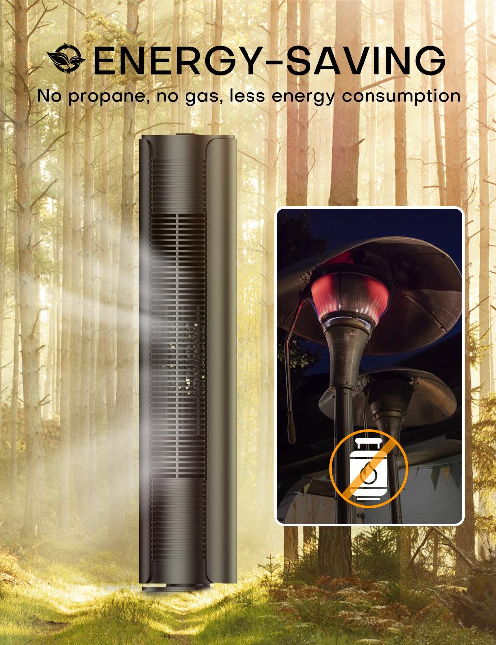 BREZEWELL Space Heater - 1500W Tower Fan &amp; Portable Heater with Timer and Remote FH500 Indoor Use 24''