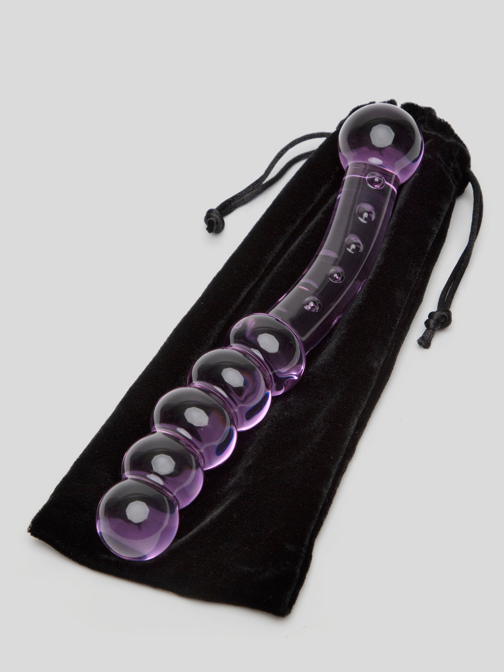 Lovehoney Sensual Glass Beaded Textured Dildo, Purple