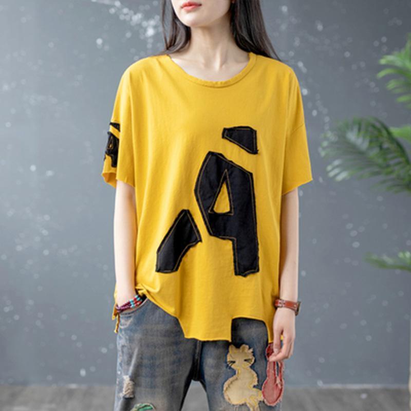loose round neck letter t-shirt