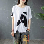 loose round neck letter t-shirt