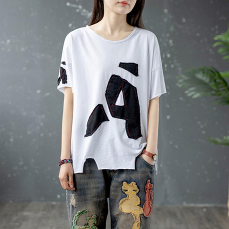 loose round neck letter t-shirt