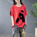 loose round neck letter t-shirt