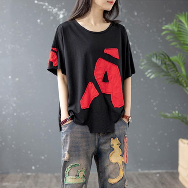 loose round neck letter t-shirt