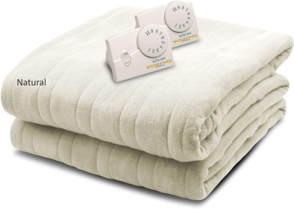 Comfort Knit Electric Heated Blanket with Analog Controller, King, Natural