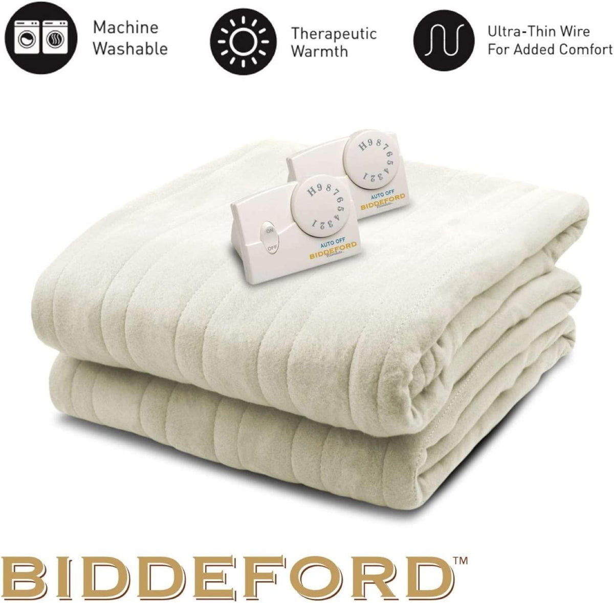 Comfort Knit Electric Heated Blanket with Analog Controller, King, Natural