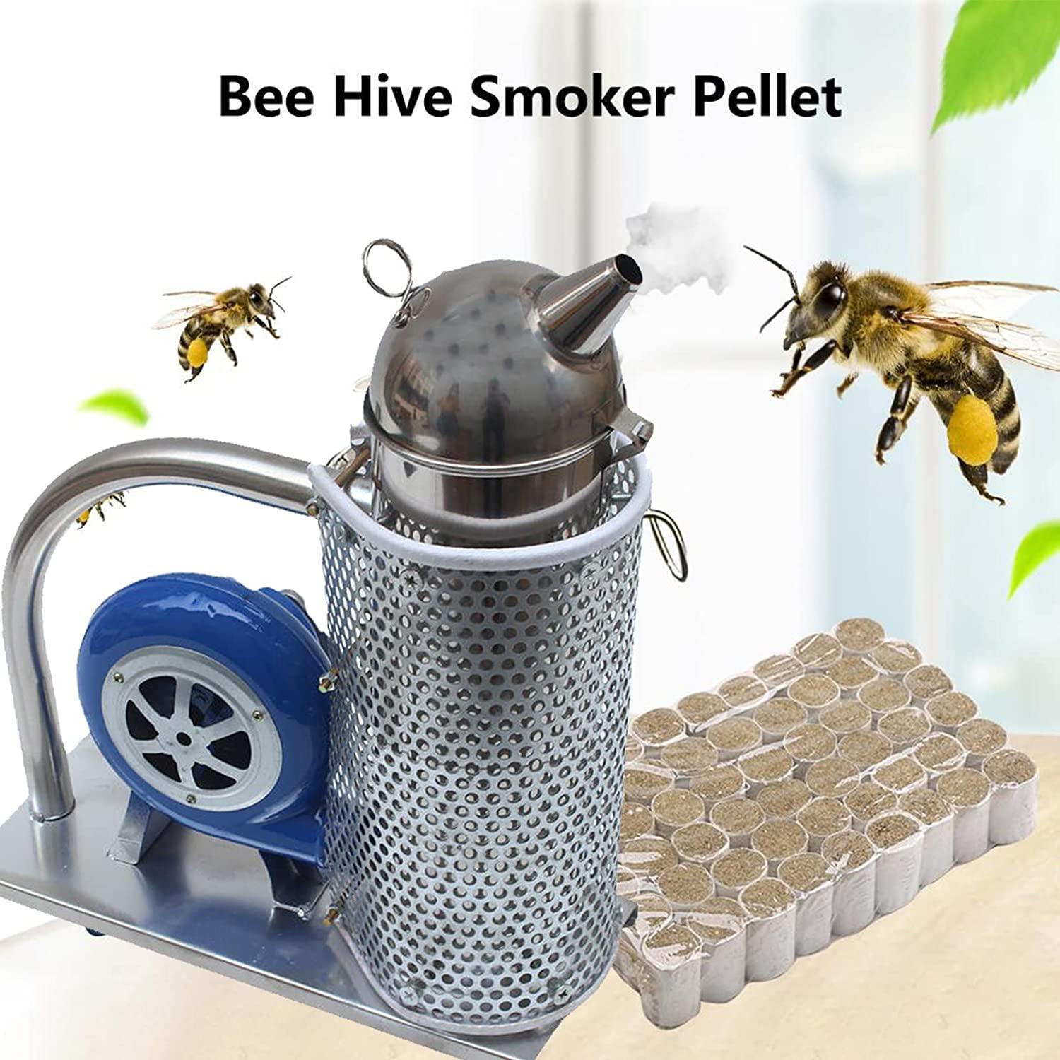 lacovoni beekeeping smoke machine, portable stainless steel blower fumigator, large capacity bee smoker, with scalding cover, for professional and beginner beekeepers