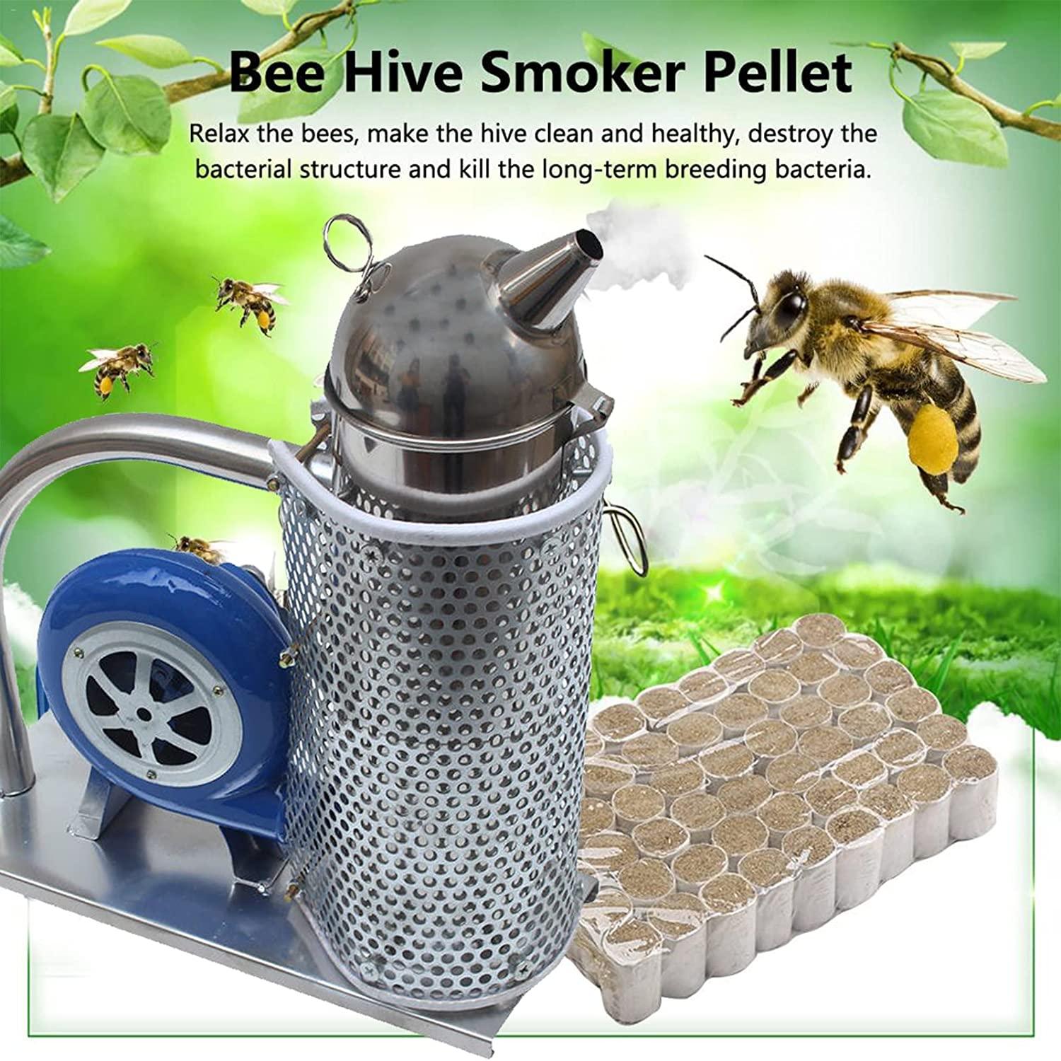 lacovoni beekeeping smoke machine, portable stainless steel blower fumigator, large capacity bee smoker, with scalding cover, for professional and beginner beekeepers