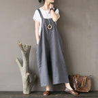 Summer Flax  Casual Gray Wide Leg Jumpsuits