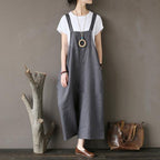 Summer Flax  Casual Gray Wide Leg Jumpsuits
