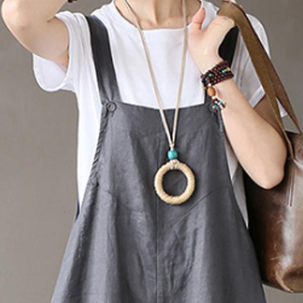 Summer Flax  Casual Gray Wide Leg Jumpsuits