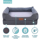 PLS Birdsong Fusion Orthopedic Dog Bed with Plush Bolster Sides, Firm Foam Dog Bed, Dog Beds for LarDogs with Removable Cover