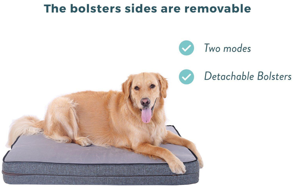 PLS Birdsong Fusion Orthopedic Dog Bed with Plush Bolster Sides, Firm Foam Dog Bed, Dog Beds for LarDogs with Removable Cover