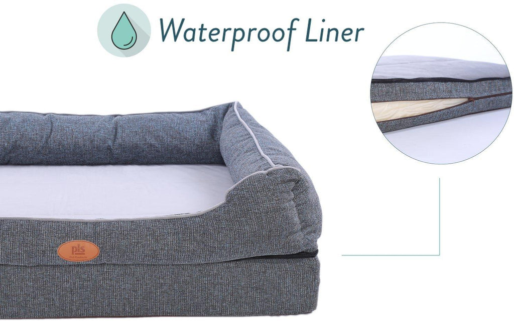 PLS Birdsong Fusion Orthopedic Dog Bed with Plush Bolster Sides, Firm Foam Dog Bed, Dog Beds for LarDogs with Removable Cover