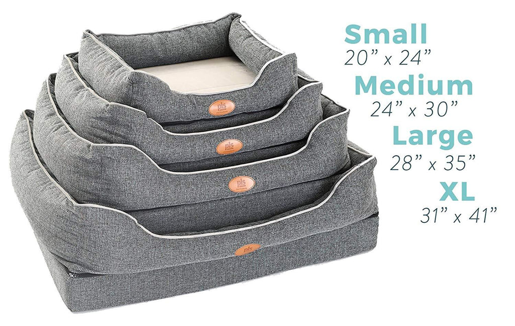 PLS Birdsong Fusion Orthopedic Dog Bed with Plush Bolster Sides, Firm Foam Dog Bed, Dog Beds for LarDogs with Removable Cover