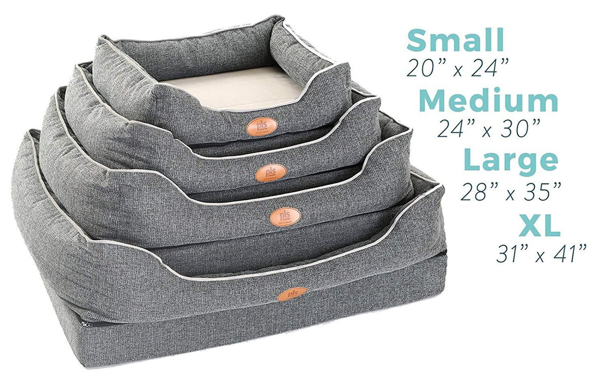 PLS Birdsong Fusion Orthopedic Dog Bed with Plush Bolster Sides, Firm Foam Dog Bed, Dog Beds for LarDogs with Removable Cover