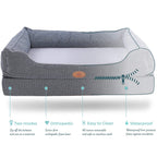 PLS Birdsong Fusion Orthopedic Dog Bed with Plush Bolster Sides, Firm Foam Dog Bed, Dog Beds for LarDogs with Removable Cover