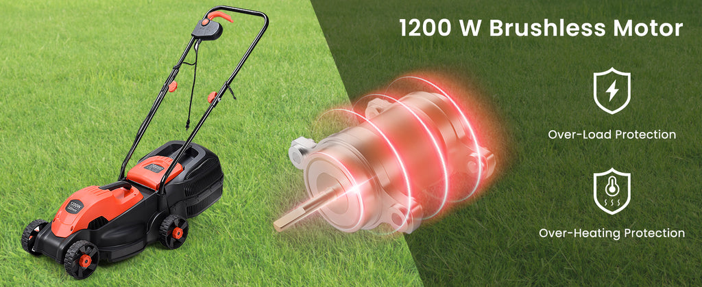 Lawn Mower, 13 Inch 2-in-1 Electric Lawn Mower with Grass Collection Bag, Folding Handle, Adjustable Cutting Height, Corded Push Lawn Mowers for Garden Yard, 12 Amp (Green)