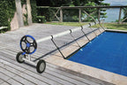 stainless steel solar cover reel for swimming pools up to 18 feet wide inground
