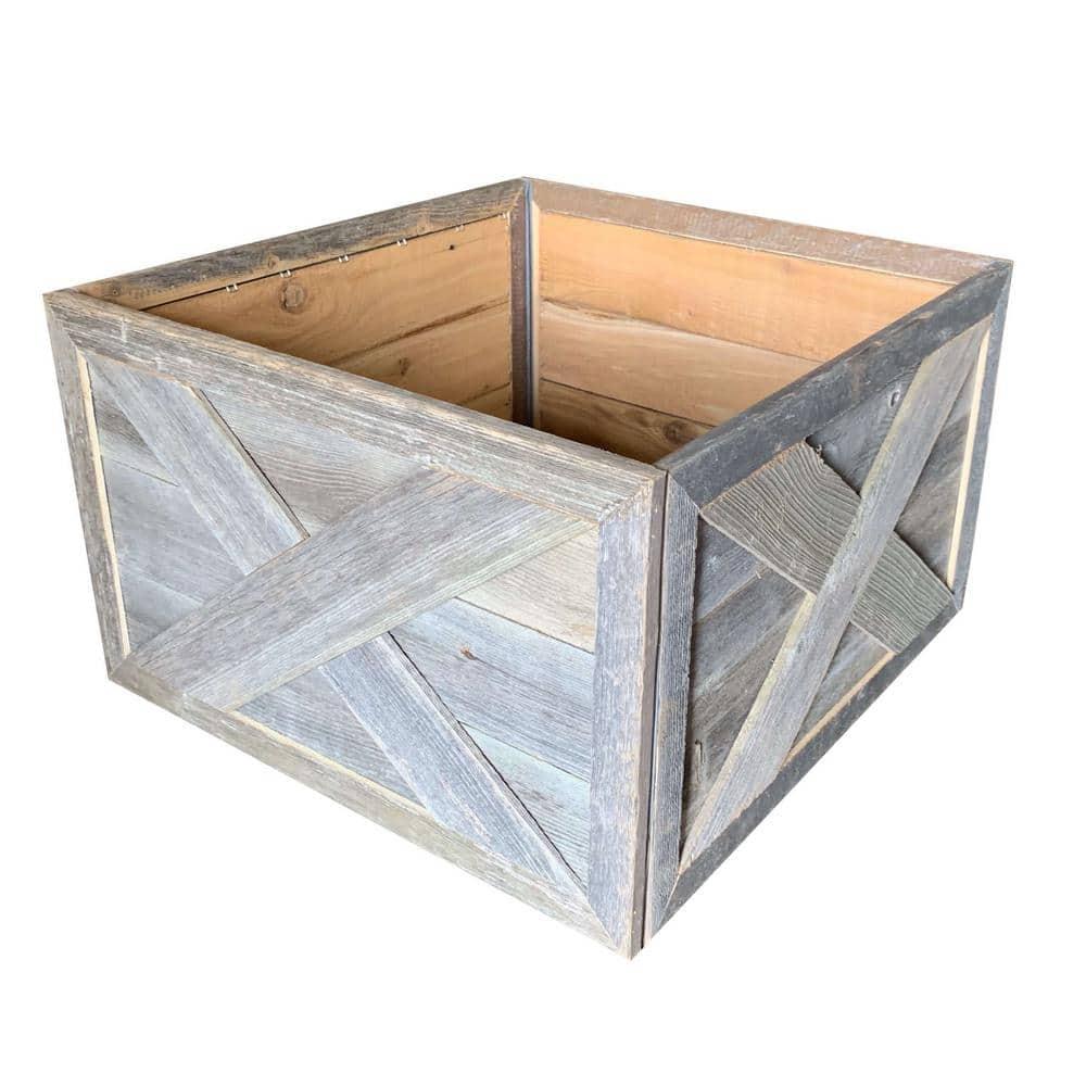 Farmhouse Deluxe 22.5 in. W x 14.5 in. H, 30 in. Dia, Weathered Gray Decorative Christmas Tree Box Collar