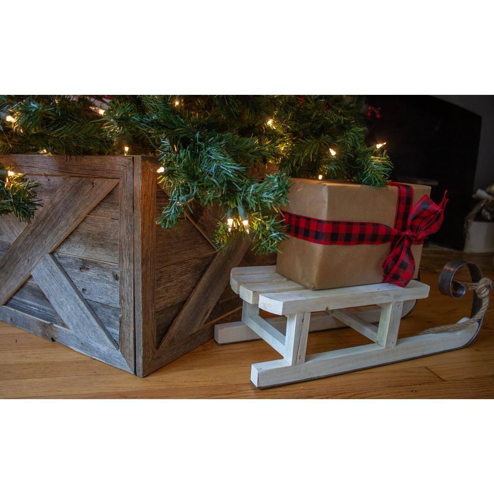 Farmhouse Deluxe 22.5 in. W x 14.5 in. H, 30 in. Dia, Weathered Gray Decorative Christmas Tree Box Collar