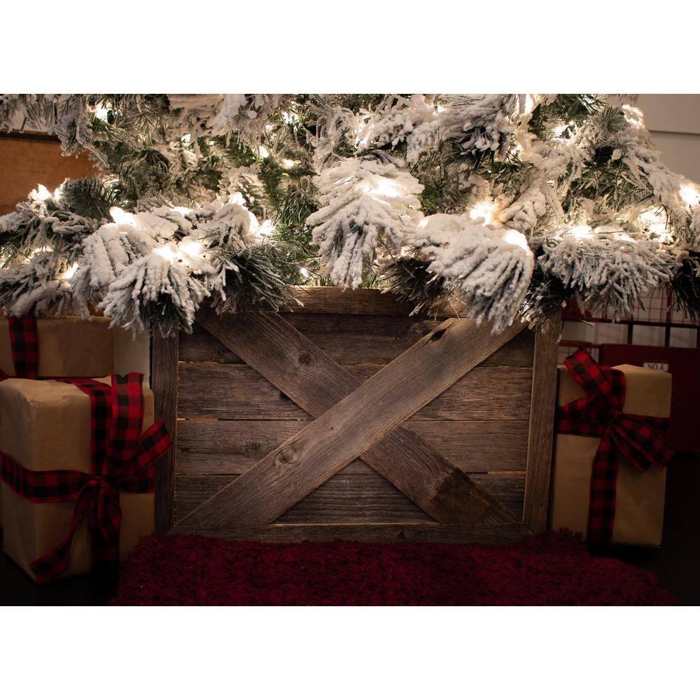 Farmhouse Deluxe 22.5 in. W x 14.5 in. H, 30 in. Dia, Weathered Gray Decorative Christmas Tree Box Collar